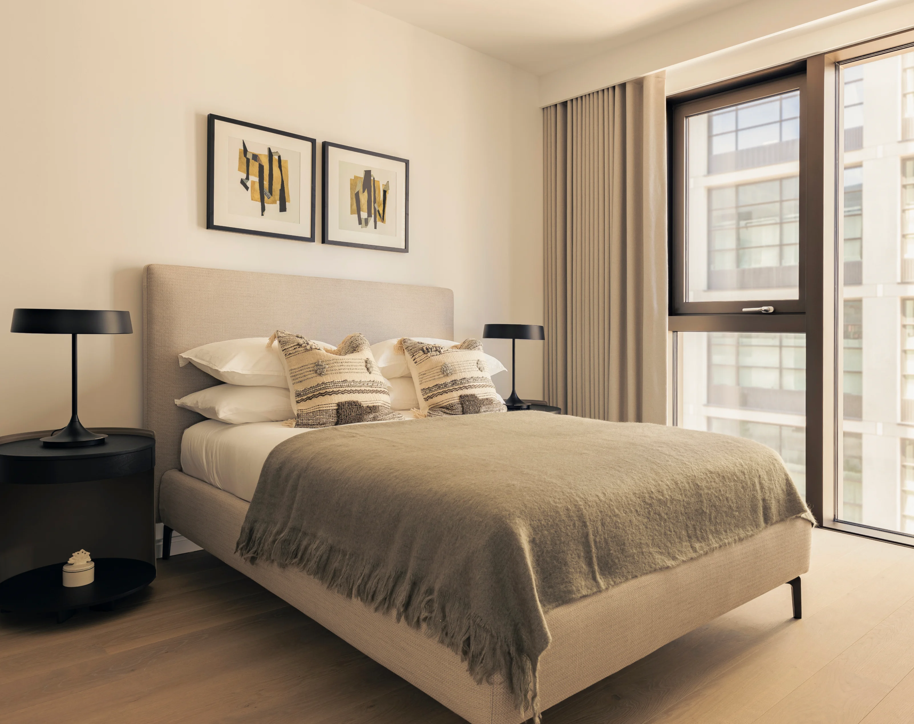 close up of bedroom in three bedroom apartment in 10 george street