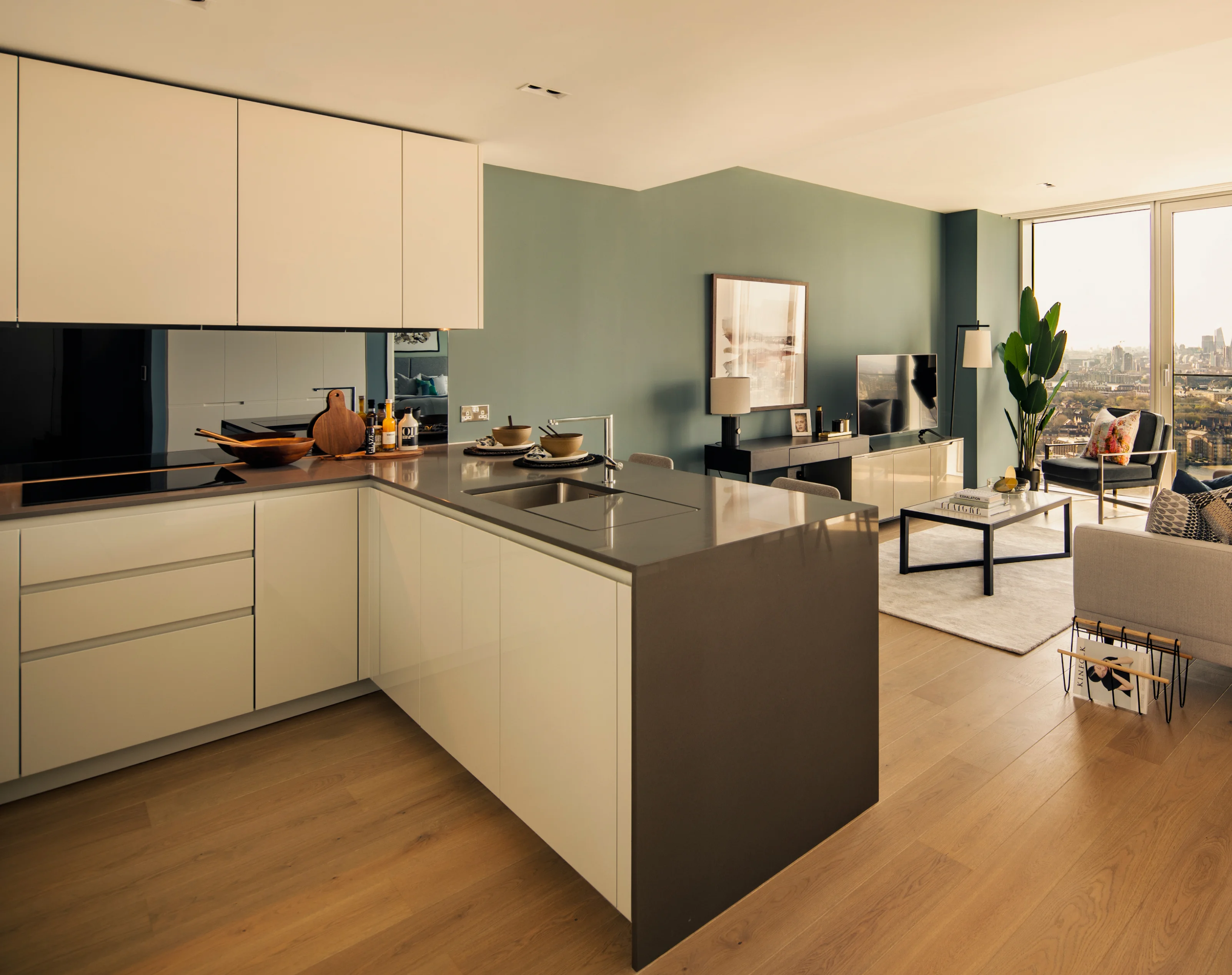 kitchen and lounge area in studio apartment in newfoundland