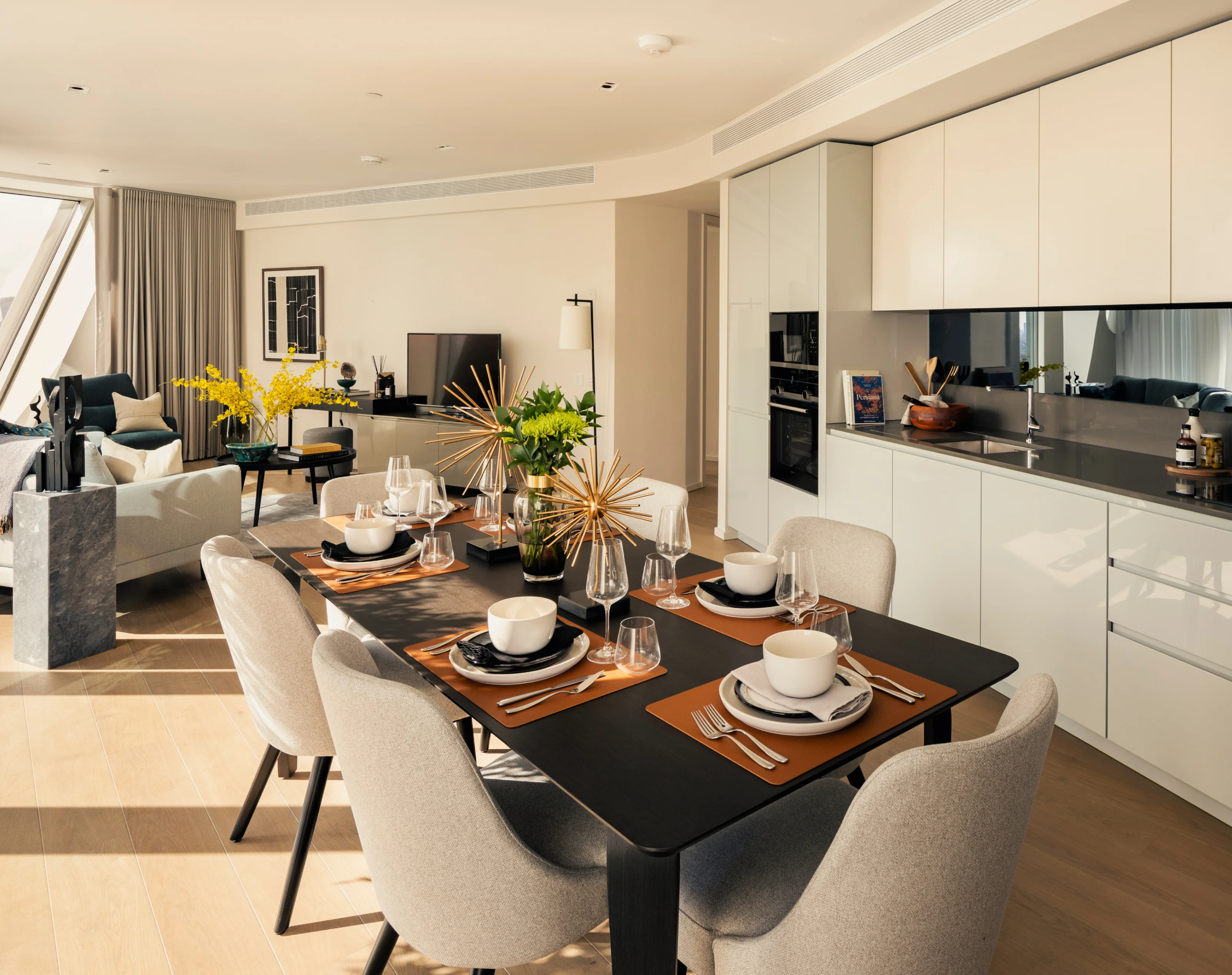 Close up of dinning table in living room inside two bedroom apartment in newfoundland